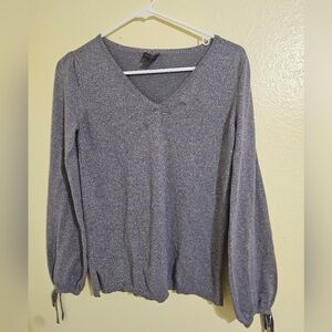 Elegant V-Neck Blouse in Gray